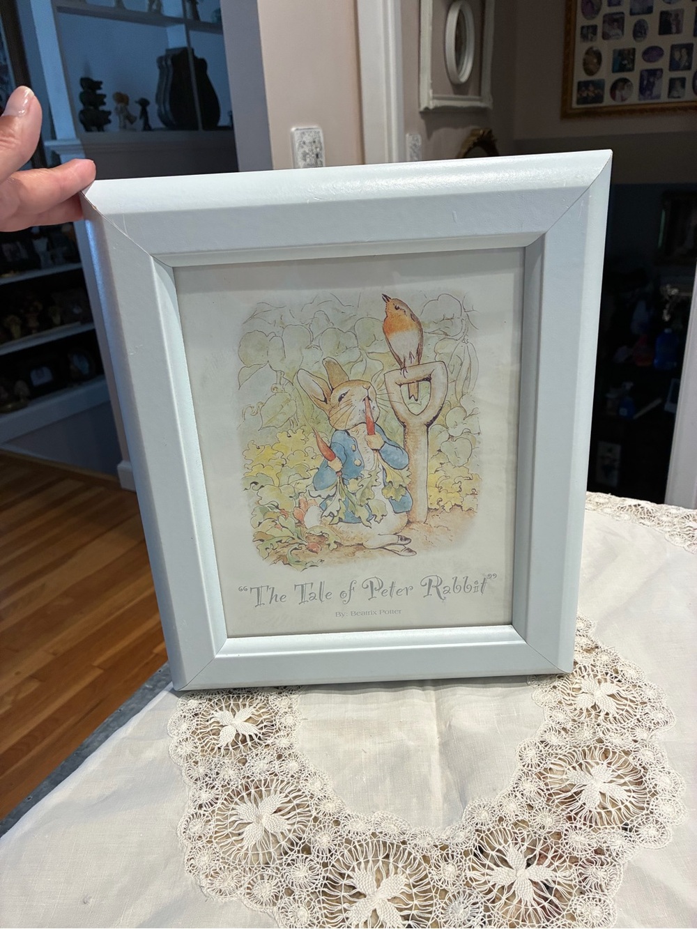 Vintage Beatrix Potter Classic Peter Rabbit Framed Art Print in Light Blue